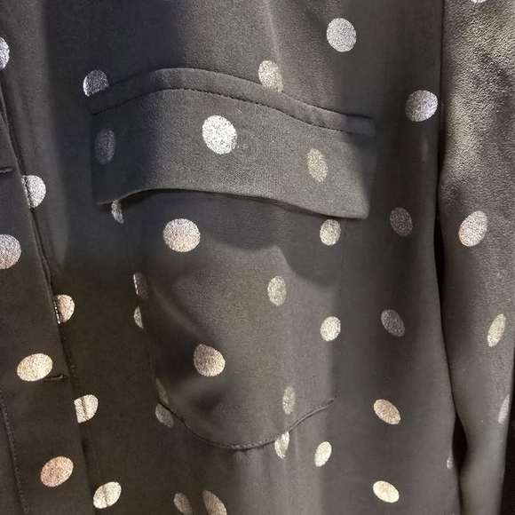 LOFT Black and White Polka Dot Blouse - Picture 2 of 7